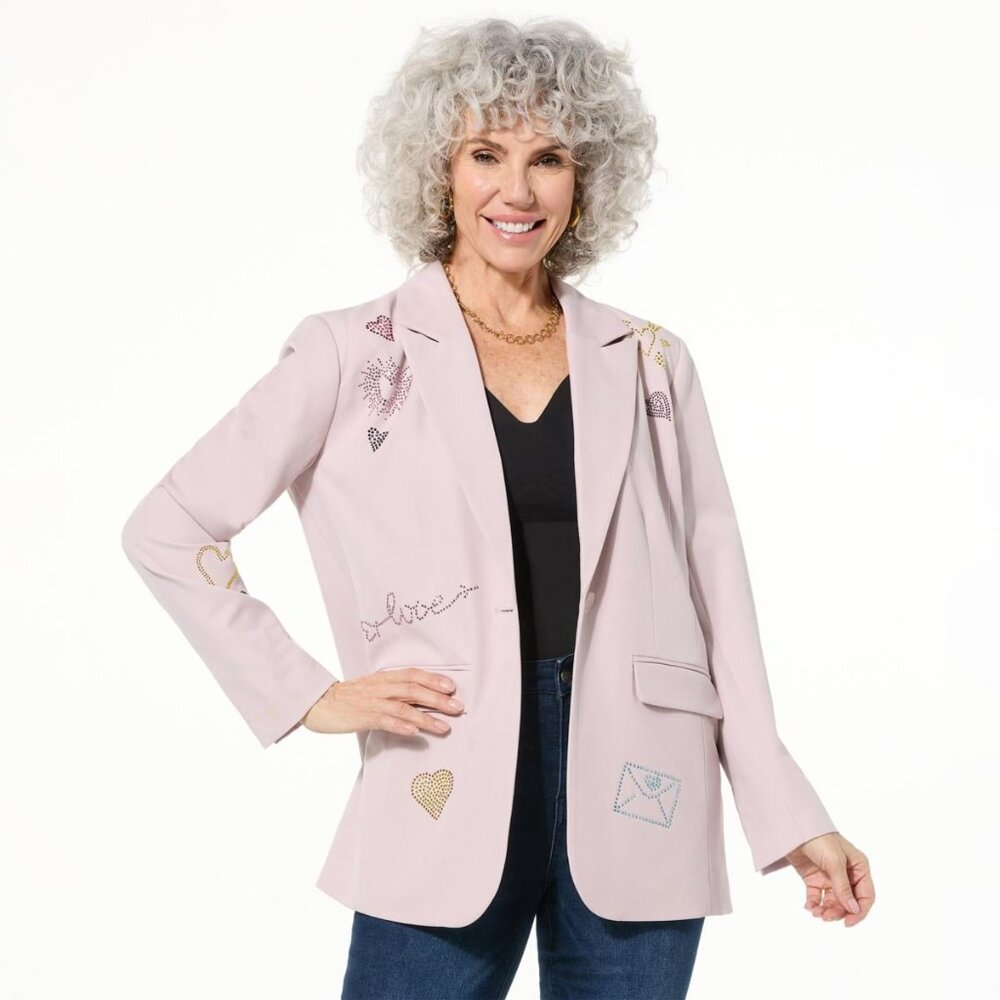 Colleen Lopez Blazer, beautiful LILAC PEARL with rhinestone thru out the blazer